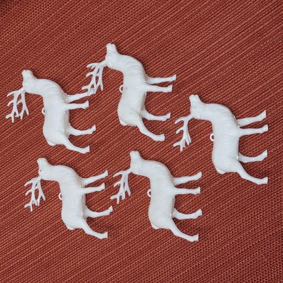 Vintage Celluloid Reindeer Set Christmas Ornaments - Picture 3 of 7